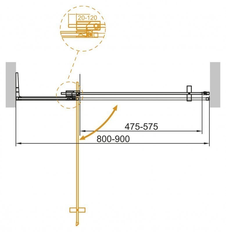 Приобрести cezares дверь душевая slider-b-1 80x195см slider-b-1-80/90-grigio-nero