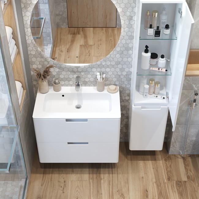 Приобрести briz тумба подвесная с раковиной prato 100 см, белая, т18-100