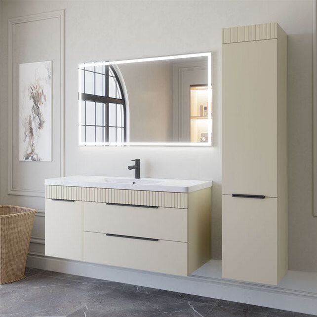 Приобрести caprigo тумба с раковиной monbar-smalty 120 см, левая, бежевая, эмаль