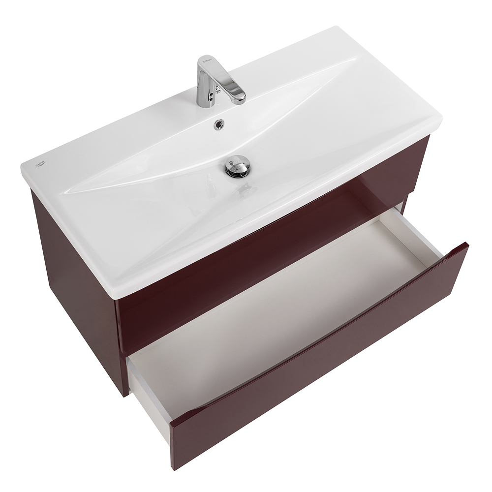 Приобрести belbagno тумба с раковиной marino-cer 90 см, подвесная bordo lucido, белая раковина