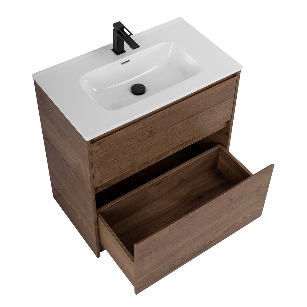 Приобрести belbagno тумба с раковиной kraft 80 см, напольнаяная rovere tabacco, раковина bb800etl белая