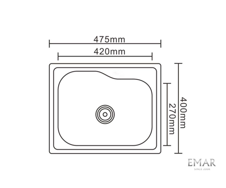 Приобрести emar кухонная мойка 47,5х40 см, хром emar 4740