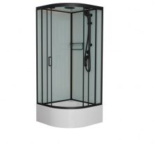 Frank Душевая кабина F409/2 Black с высоким поддоном, полукруглая