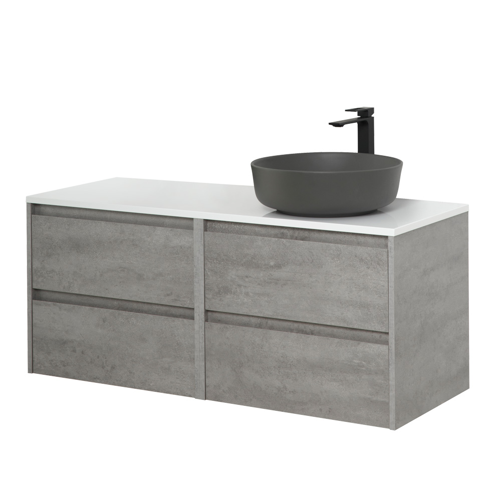 Приобрести belbagno тумба со столешницей kraft 120 см, подвесная cemento grigio, раковина справа