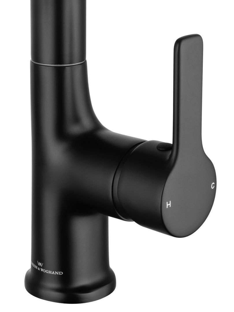 Приобрести смеситель для раковины с выдвижным изливом wonzon & woghand, черный матовый (ww-fe01l212-mb)