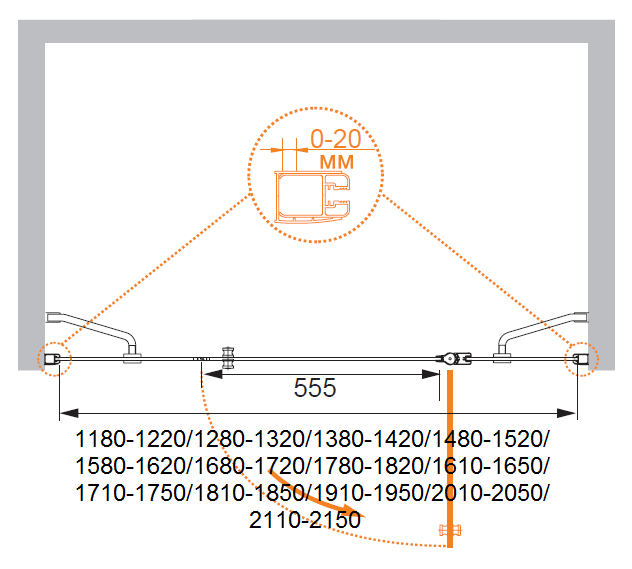 Приобрести cezares дверь душевая elena 130x195см elena-w-b-13-40+60/30-p-cr-l