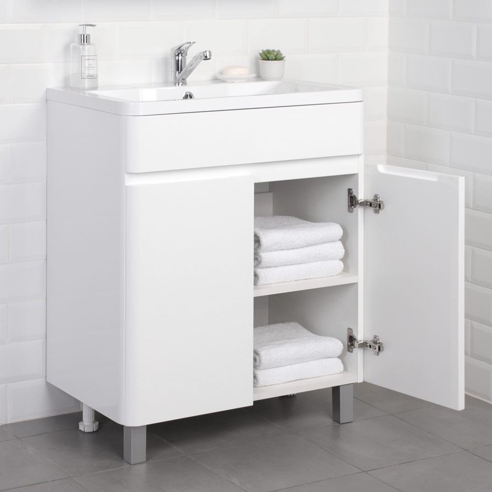 Приобрести тумба напольная итана roberto 70 с раковиной adel 70, белый глянец