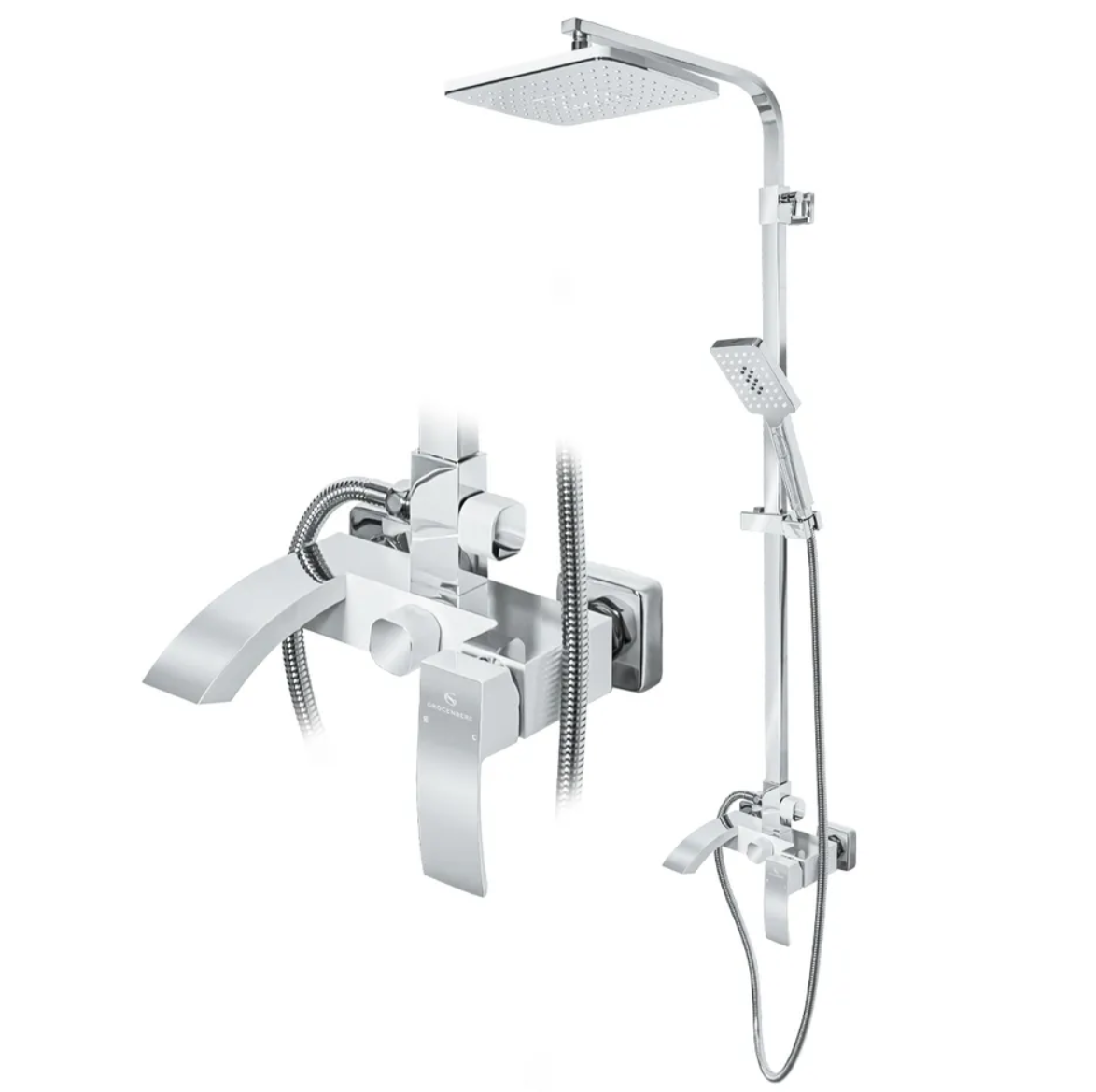 Приобрести grocenberg душевая система, белая\хром gb7007wc