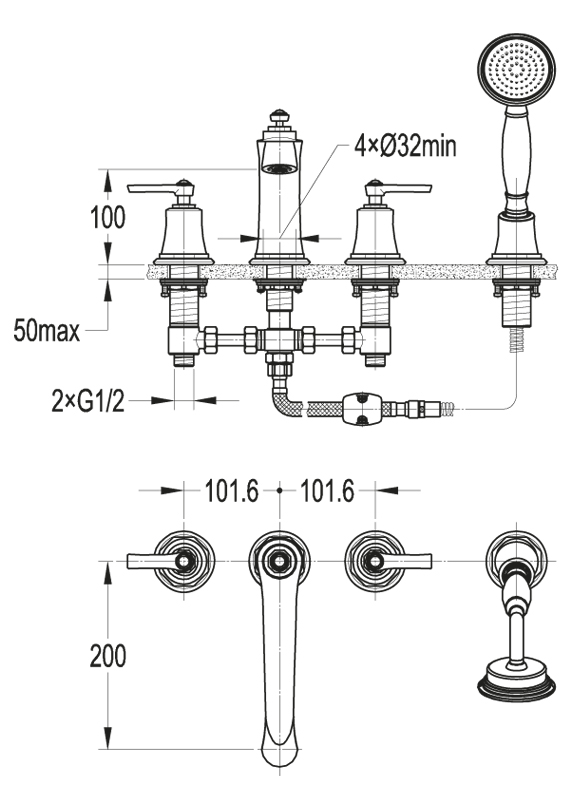 Приобрести cezares смеситель на борт ванны liberty-f-bvd4-01