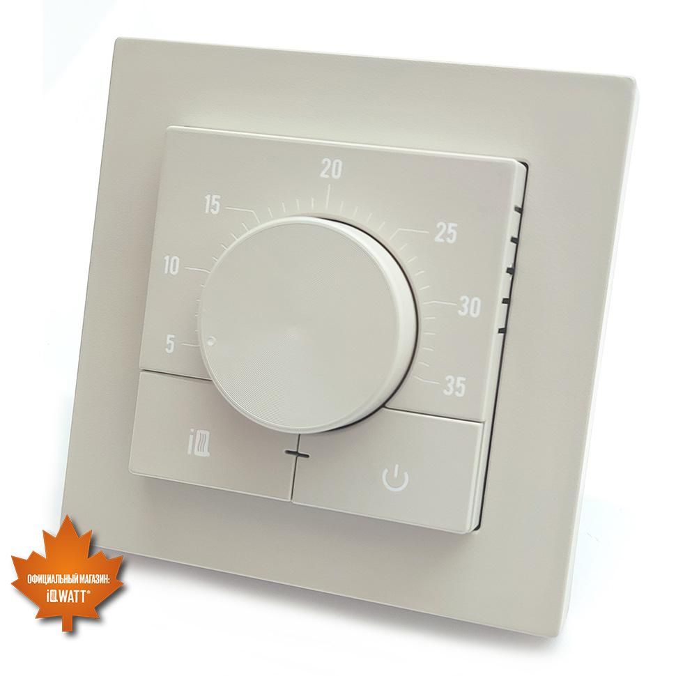 Приобрести iqwatt электронный терморегулятор iq thermostat dm песочный с механическим управлением