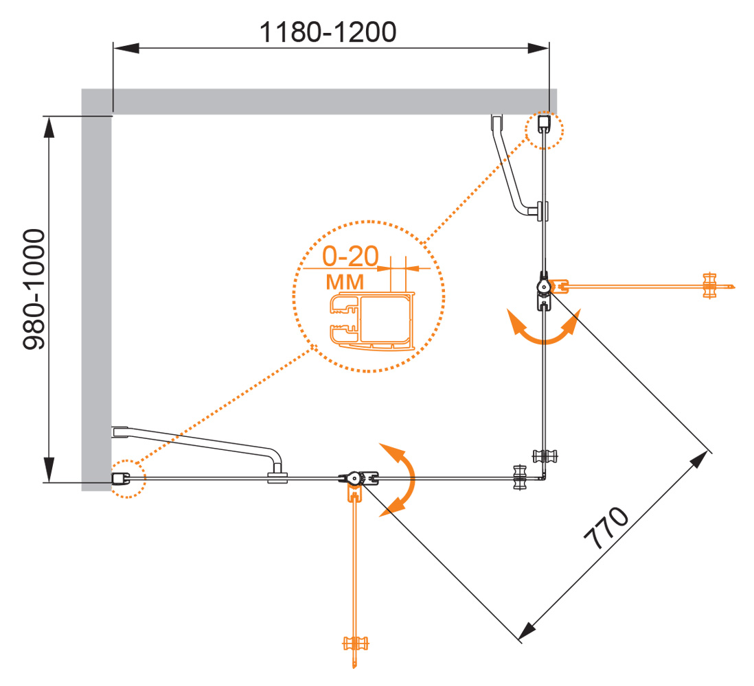 Приобрести cezares душевое ограждение elena 120х100 см, хром elena-w-ah-2-120/100-p-cr-l