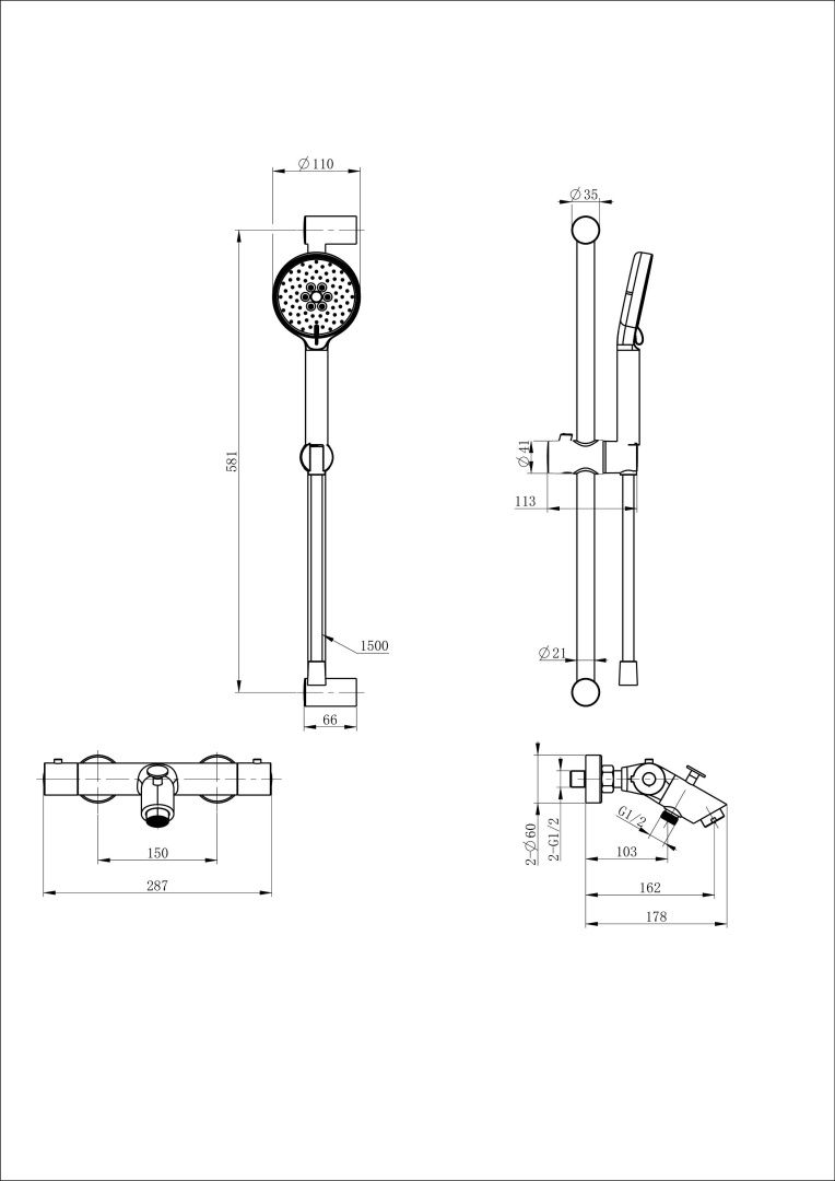 Приобрести смеситель для ванны с душевым гарнитуром и термостатом wonzon & woghand, хром (ww-c2002-a-cr)