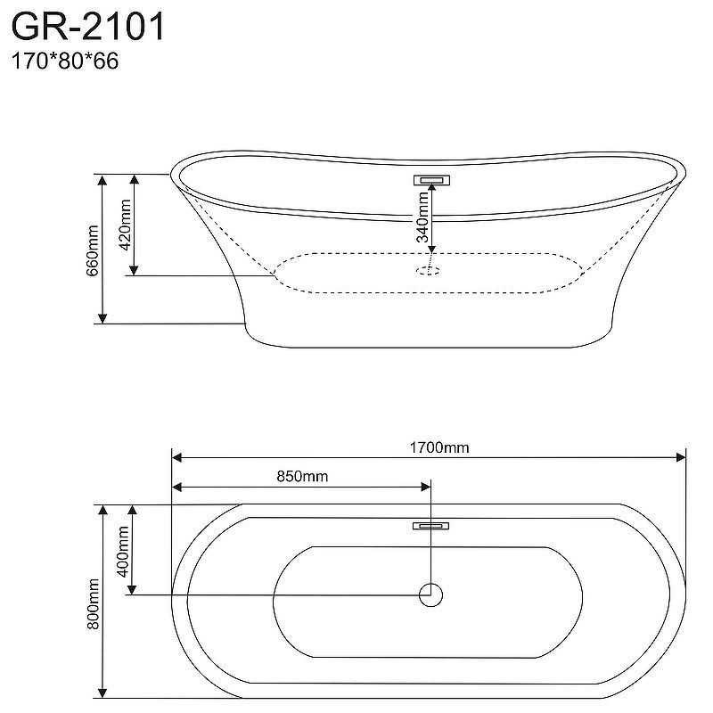 Приобрести grossman отдельностоящая ванна 170x80 см, белая gr-2101