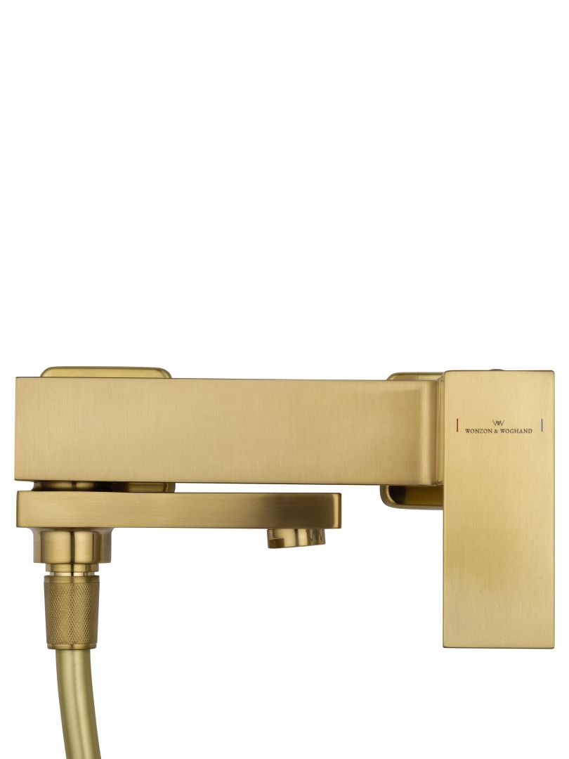 Приобрести смеситель для ванны с душем wonzon & woghand cube, брашированное золото (ww-88639016-bg)