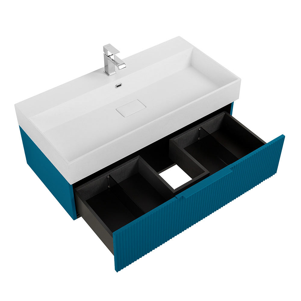 Приобрести cezares тумба подвесная с раковиной premium 90 см plisse blu petrolio, голубая 44423