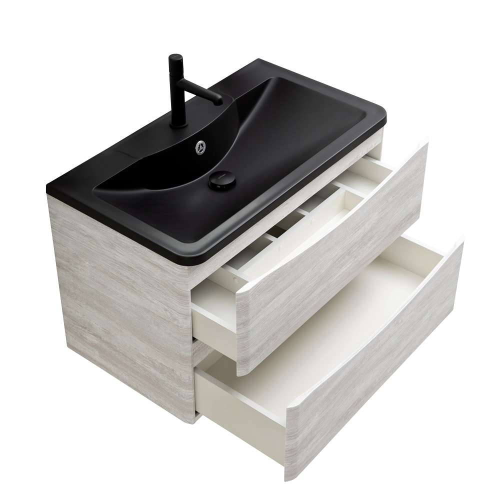 Приобрести belbagno тумба с раковиной acqua 100 см, подвесная rovere vintage bianco, чёрная раковина