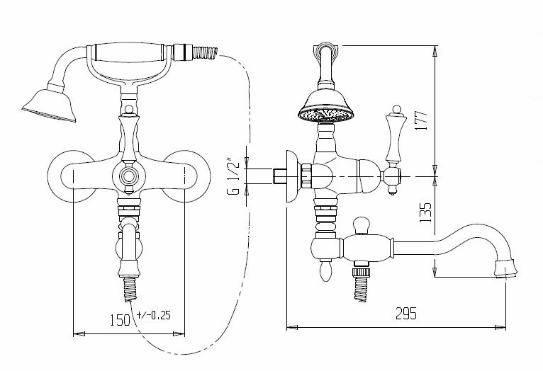 Приобрести cezares смеситель для ванны и душа margot, хром margot-vdfm2-01-n