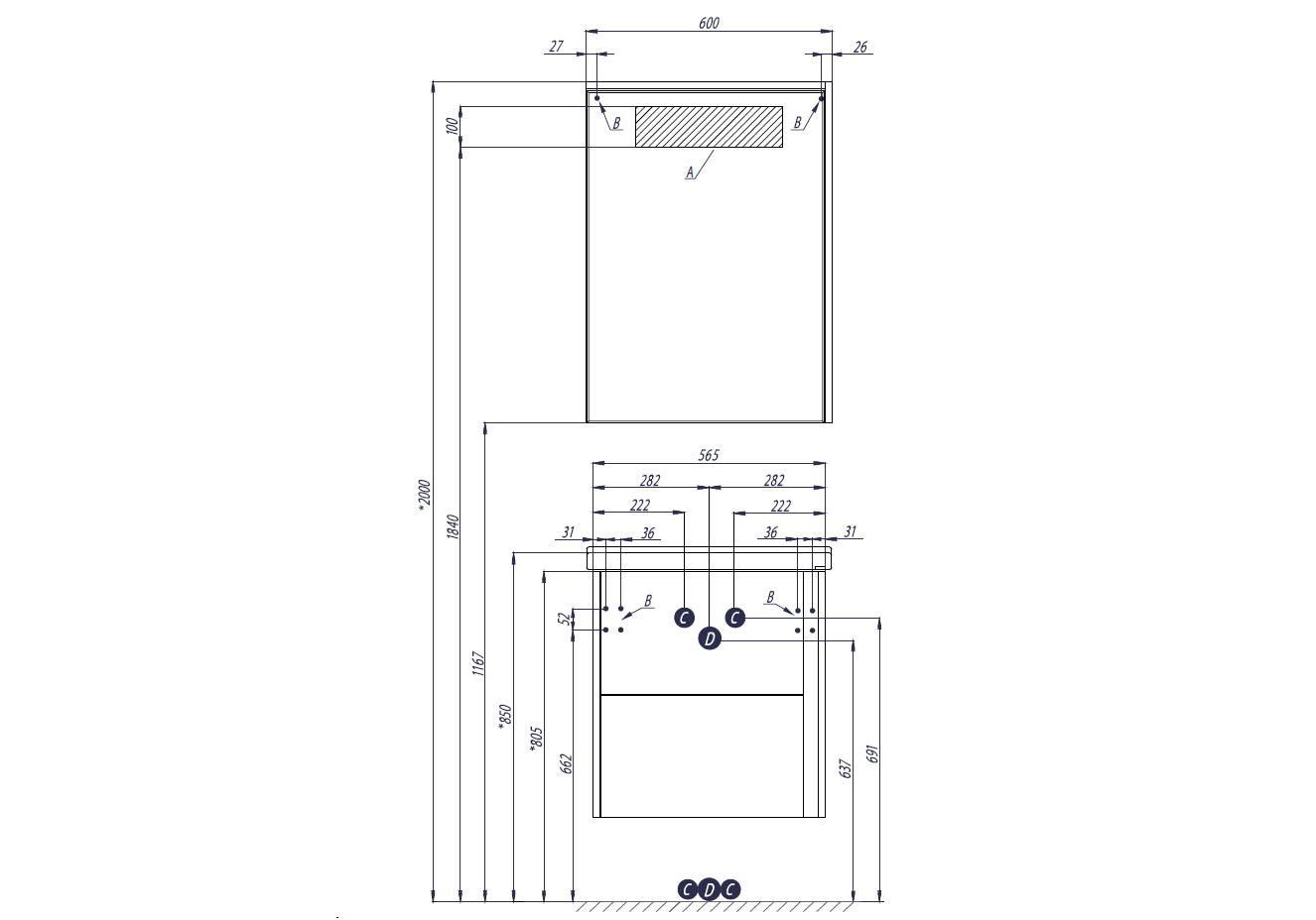 Приобрести зеркало-шкаф акватон стоун 60 см 1a231502sx010