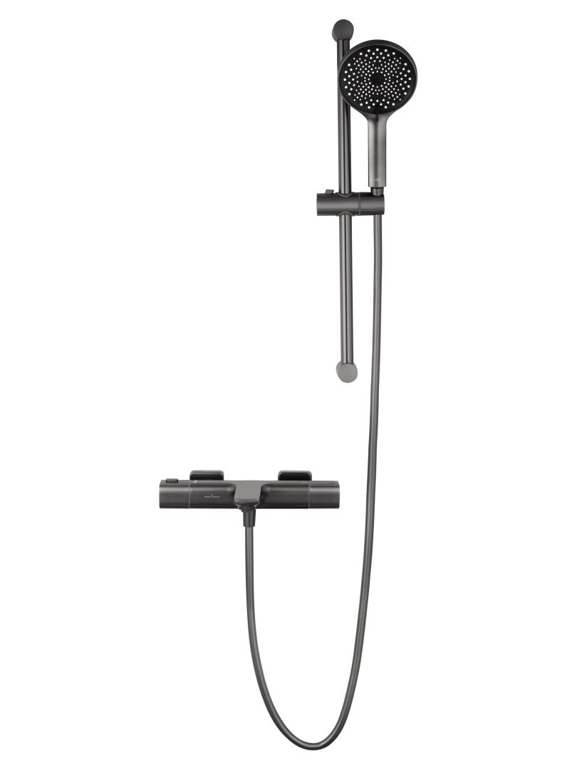 Приобрести смеситель для ванны с душевым гарнитуром и термостатом wonzon & woghand solid, темный графит (ww-c2011-a-bgg)