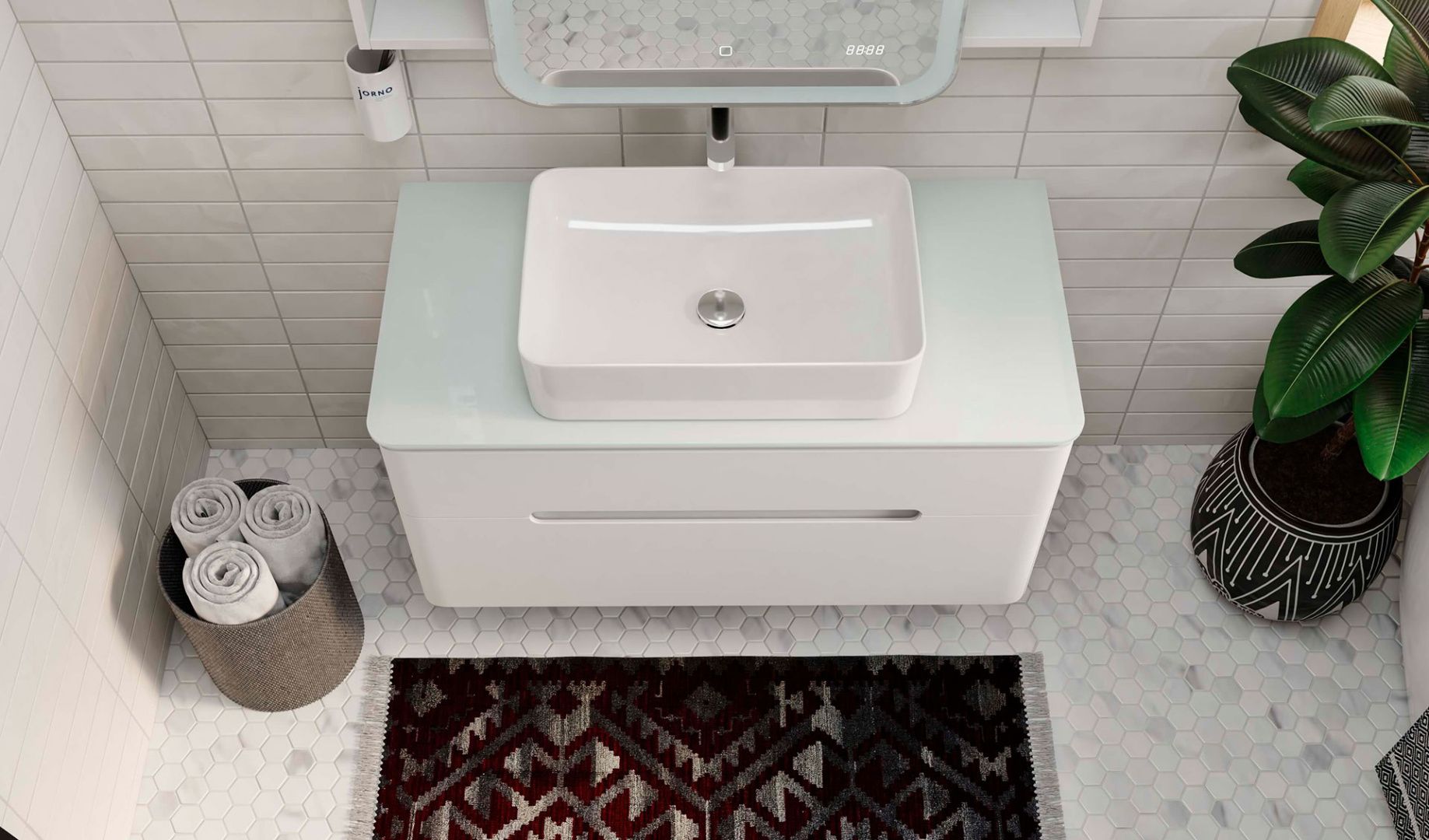 Приобрести jorno тумба подвесная bosko 100 см со столешницей, белая