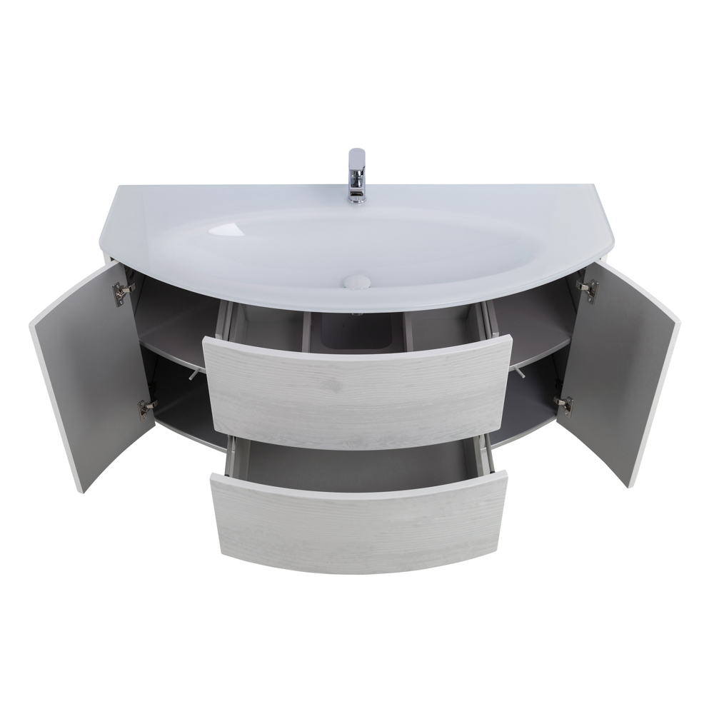 Приобрести cezares тумба подвесная с раковиной eden 121 см frassino bianco,стекло, светло серая 54418