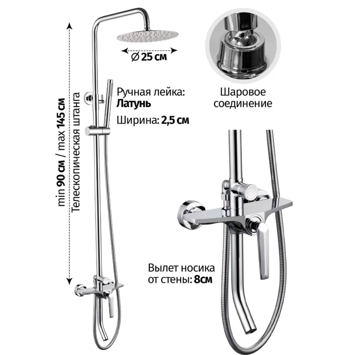 Приобрести grocenberg душевая система, хром gb7025cr