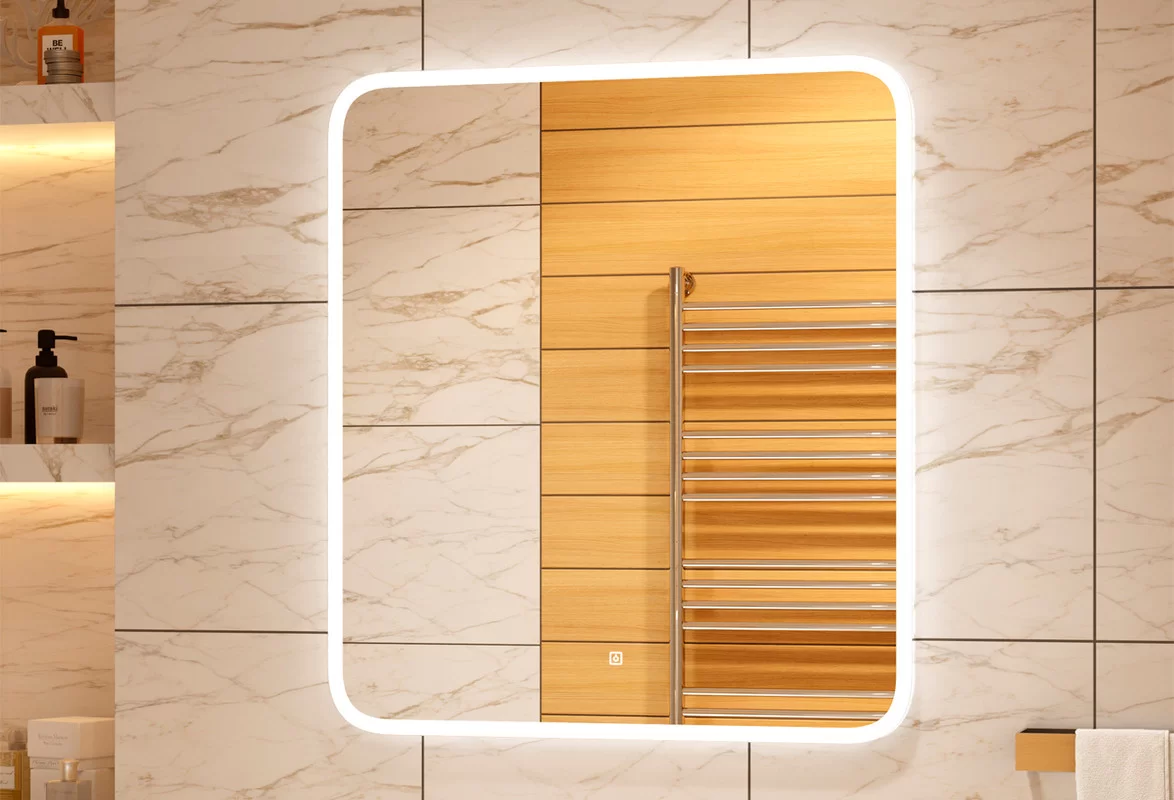 Приобрести continent зеркало с подсветкой glamour 80х90 см, белое