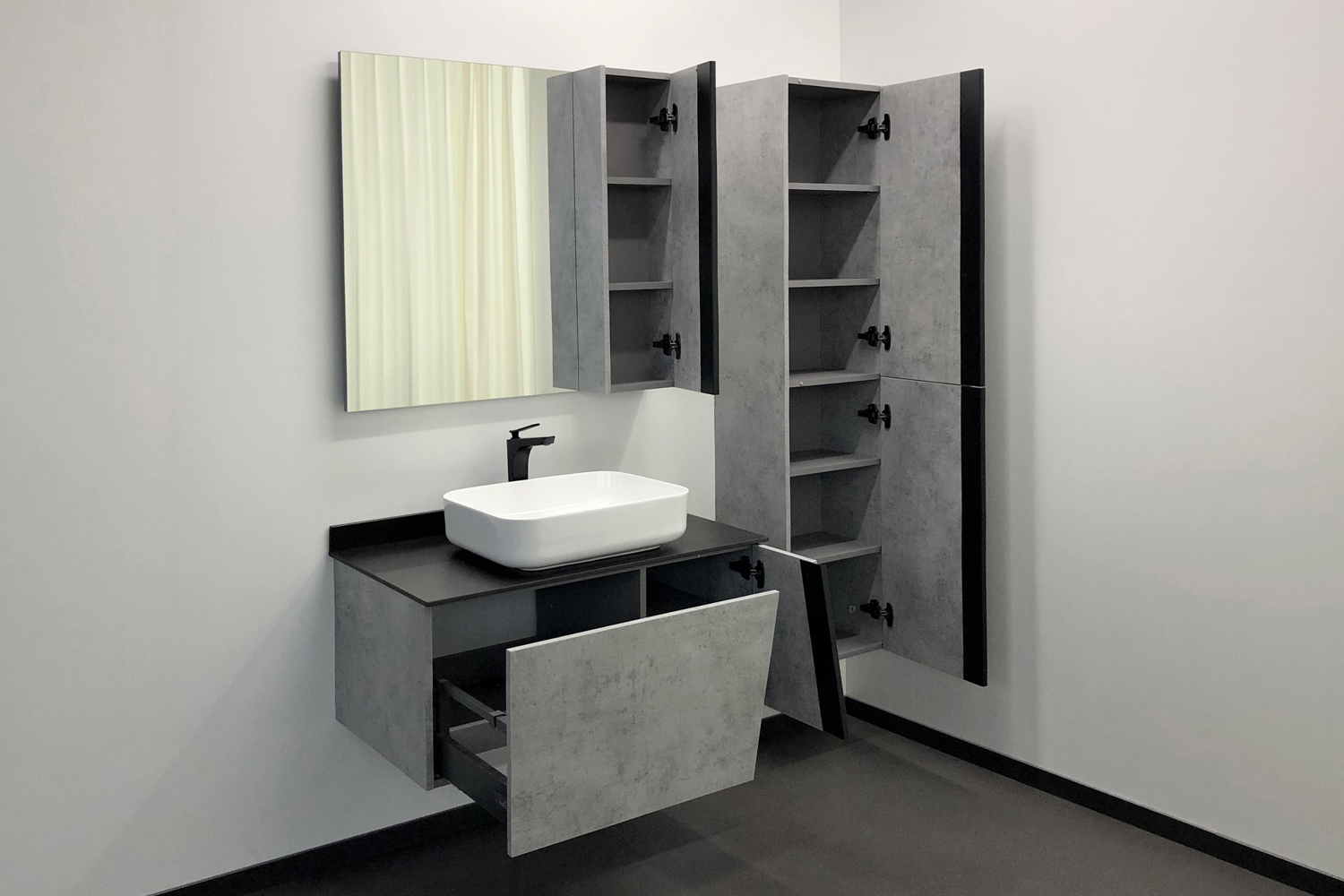 Приобрести сomforty зеркало-шкаф "эдинбург-90" бетон светлый