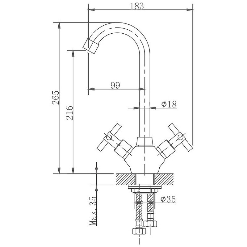 Приобрести haiba смеситель для кухни 265мм, хром hb-49808