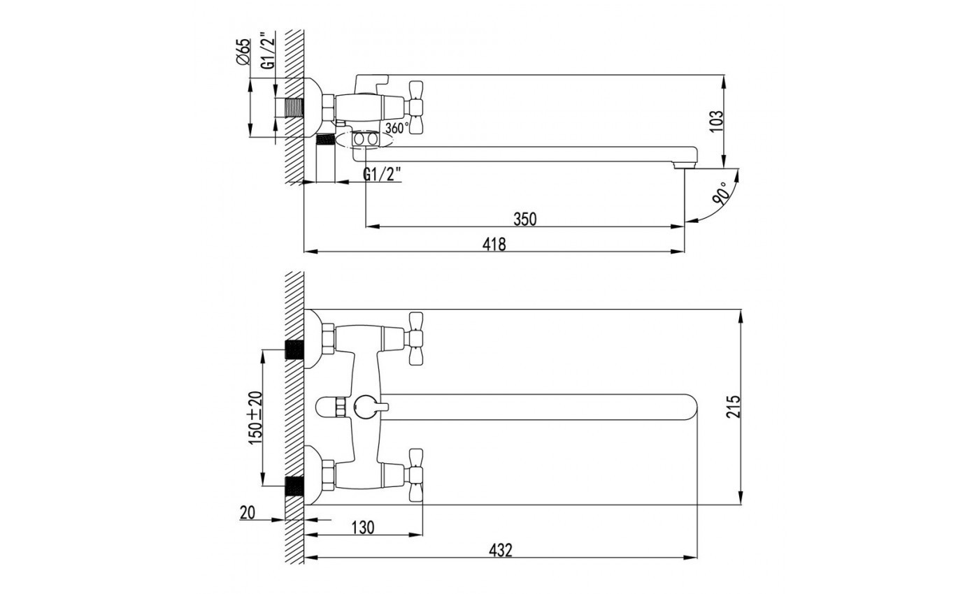 Приобрести lemark смеситель для ванны benefit, двухвентильный, хром lm2512c