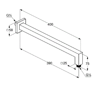 Приобрести kludi a-qa кронштейн для верхнего душа 400 мм, квадрат