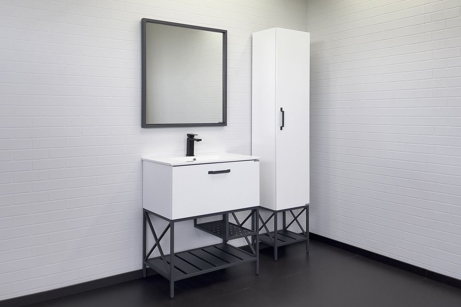 Приобрести сomforty тумба со столешницей и раковиной "бредфорд-75" белый/графит