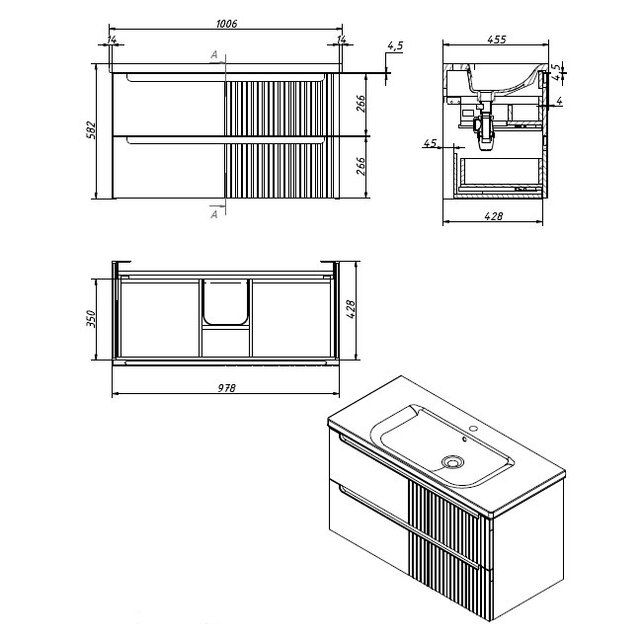Приобрести caprigo тумба с раковиной termin-albero meta 100 см, палисандр, шпон
