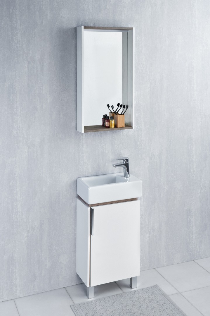 Приобрести зеркало шкаф акватон белла 46 см, с освещением, белое дерево