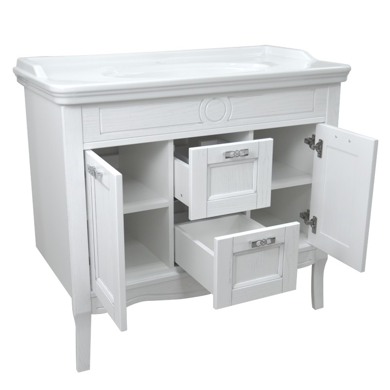 Приобрести azario тумба напольная с раковиной carolina 100-4, 100см. серебро cs00069426