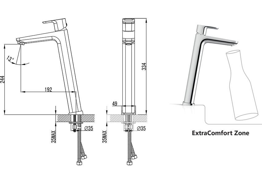Приобрести смеситель для раковины высокий ravak 10° td 015.00 x070091
