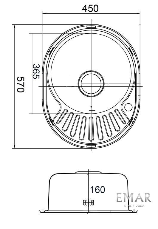 Приобрести emar кухонная мойка 57х45 см, хром emar лайт 5745