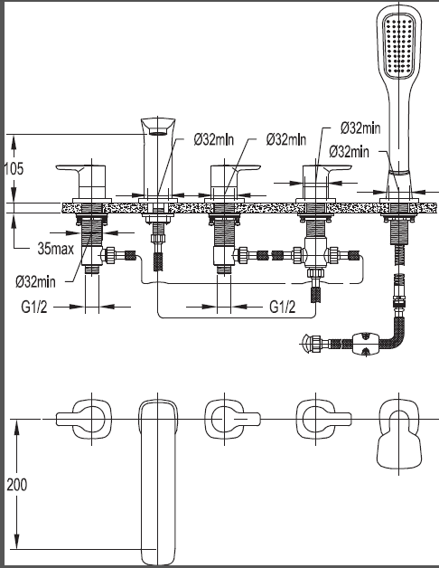 Приобрести cezares смеситель на борт ванны tesoro, 5 отверстия, хром tesoro-f-bvd5-01
