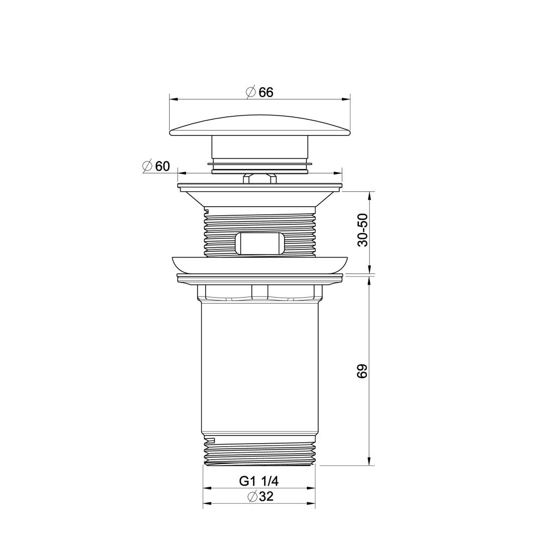 Приобрести донный клапан для раковины с переливом 1 1/4 wonzon & woghand, брашированное золото (ww-88ss09-bg)
