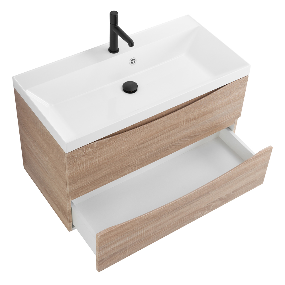 Приобрести belbagno тумба с раковиной marino 100 см, напольная rovere bianco, белая раковина