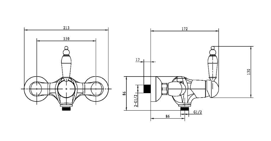 Приобрести boheme сместель для душа tradizionale, золото\черные кристаллы 254