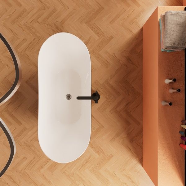 Приобрести frank акриловая ванна f6107 white/black,170х75 см, отдельностоящая