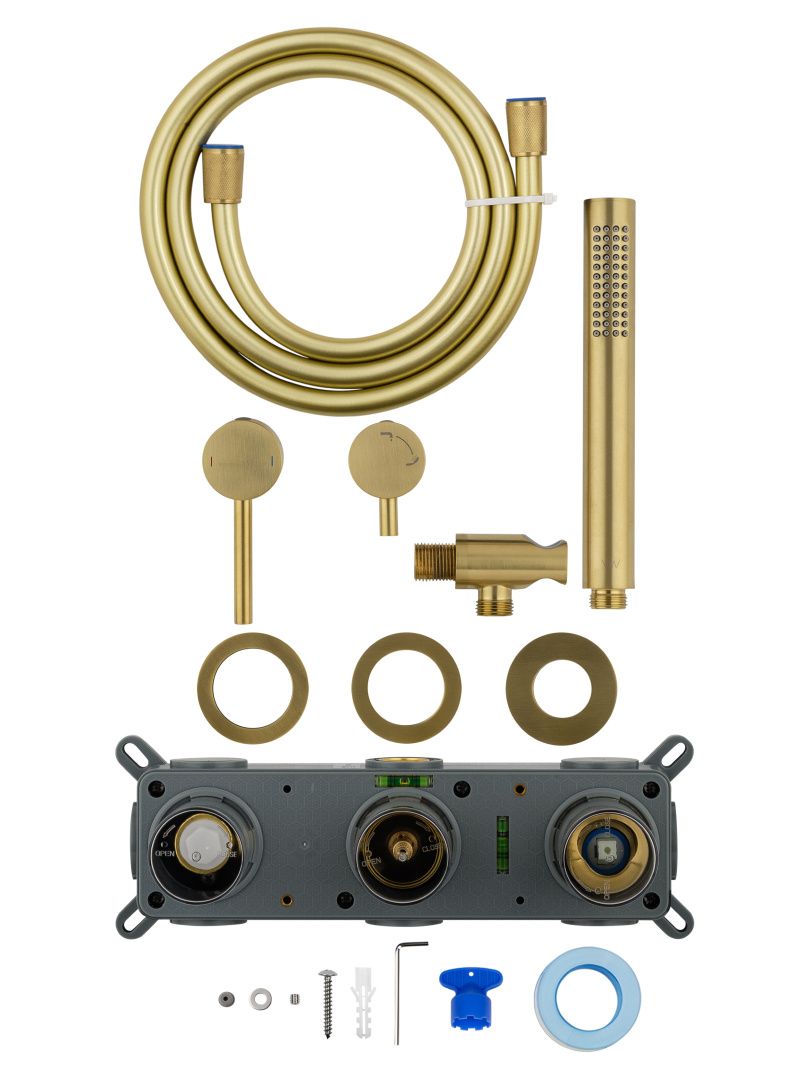 Приобрести смеситель для душевой системы встраиваемый wonzon & woghand stick, брашированное золото (ww-838017-bg)
