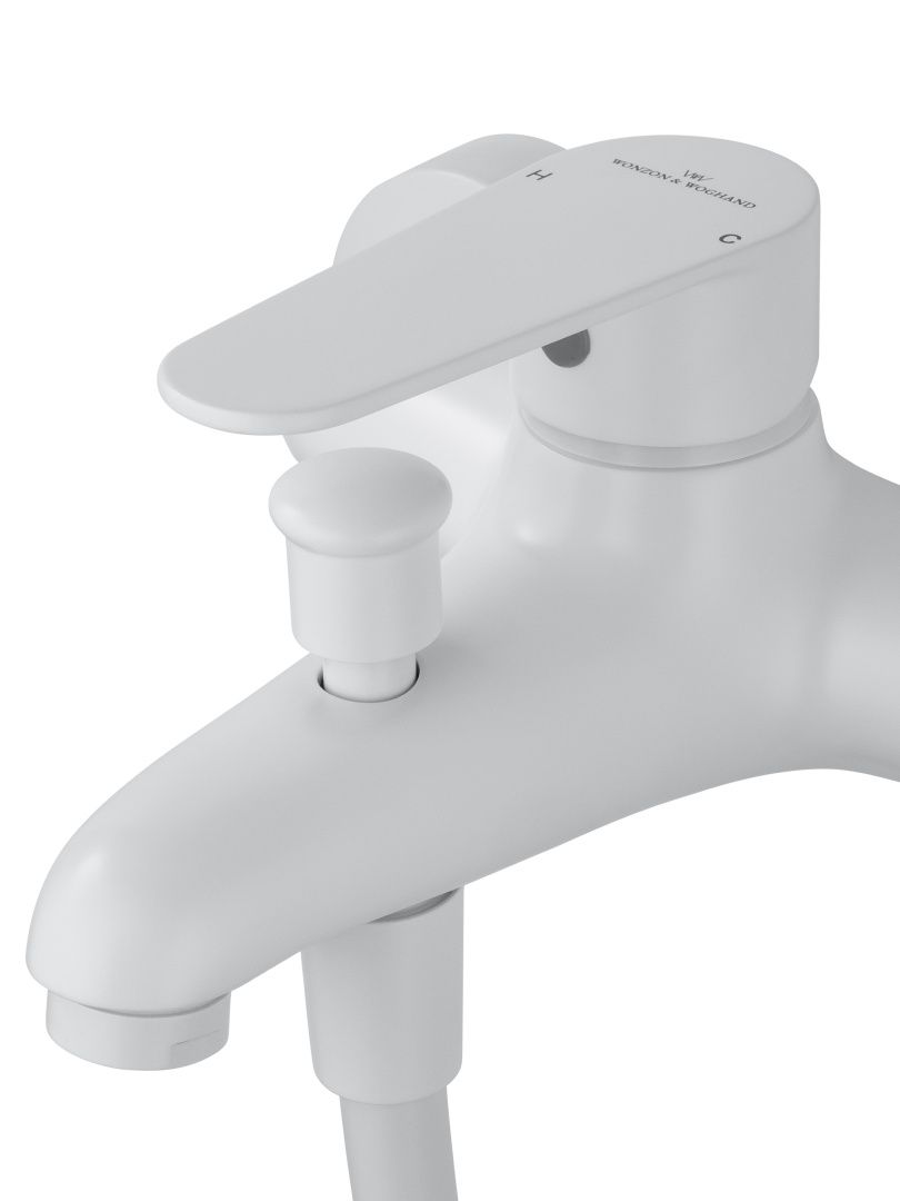 Приобрести смеситель для ванны с душевым гарнитуром wonzon & woghand alfa, белый матовый (ww-ae3201-mw)