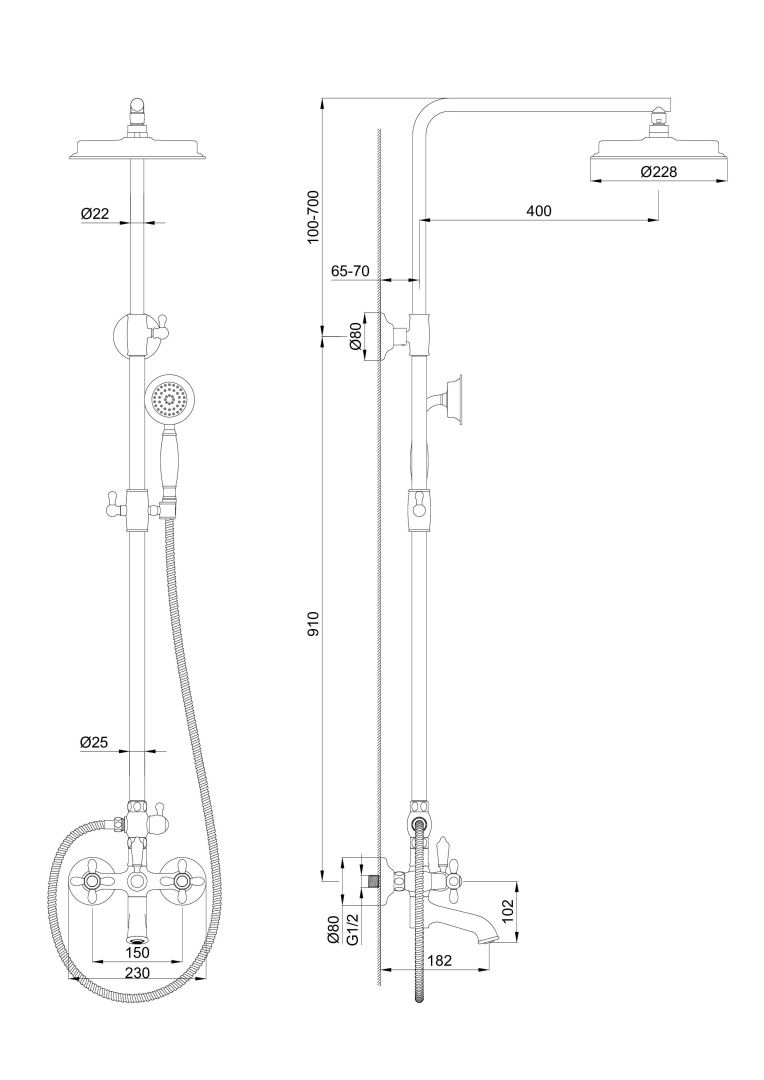Приобрести душевая система wonzon & woghand retro, темный графит (ww-88739020-bgm)