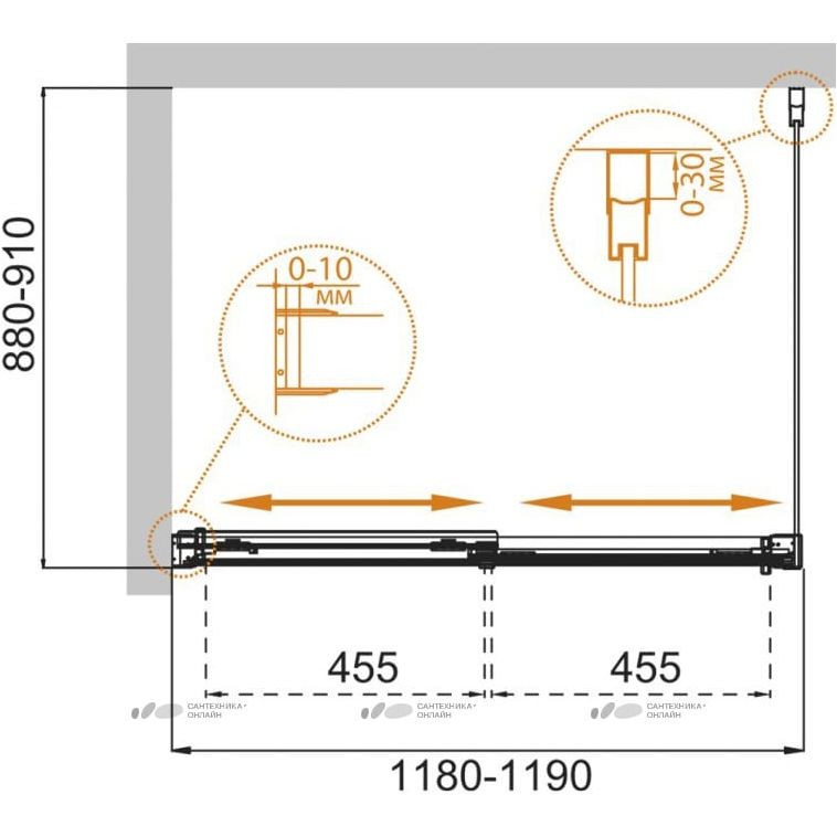 Приобрести cezares душевое ограждение tandem-soft-ah-2 120х90см tandem-soft-ah-2-120/90-p-cr-r