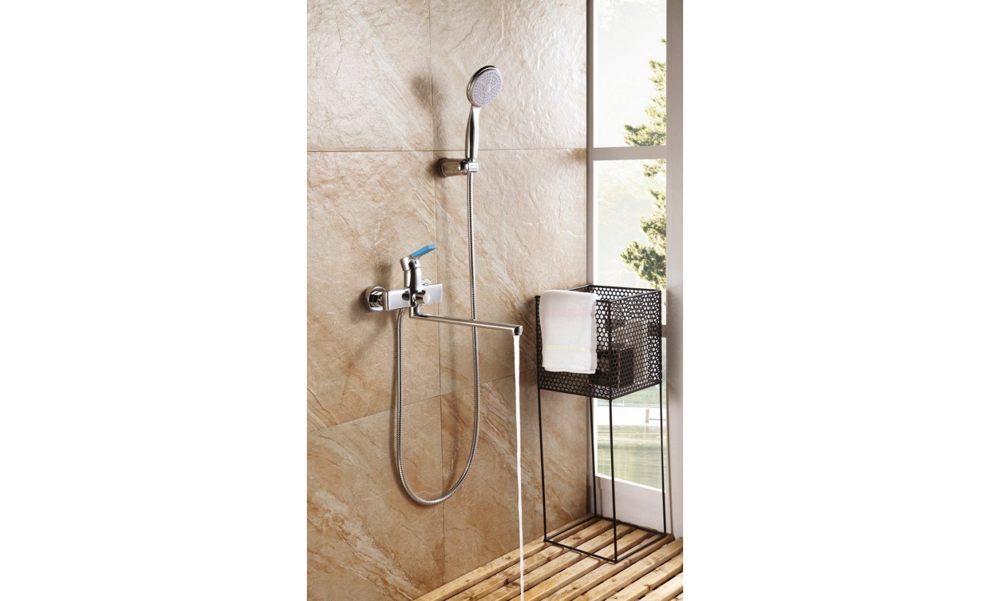 Приобрести lemark смеситель для ванны aura, хром\голубой lm0651c