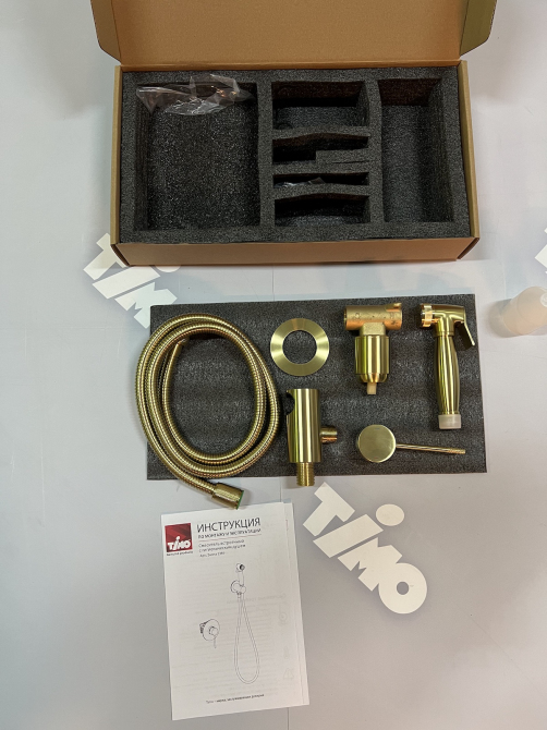 Приобрести смеситель встроенный с гигиеническим душем timo saona 2389/17sm золото матовое