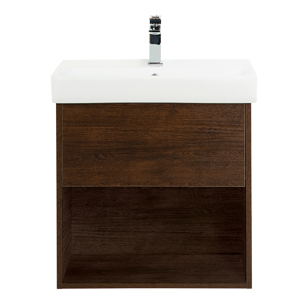 Приобрести belbagno тумба с раковиной neon 50 см, подвесная с одним ящиком rovere scuro, белая раковина