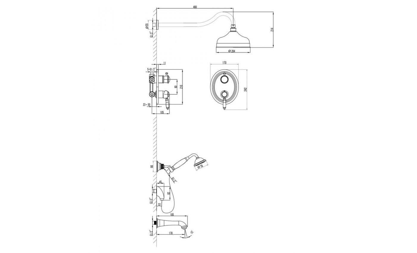 Приобрести lemark душевая система villa, скрытый монтаж, хром lm4822c